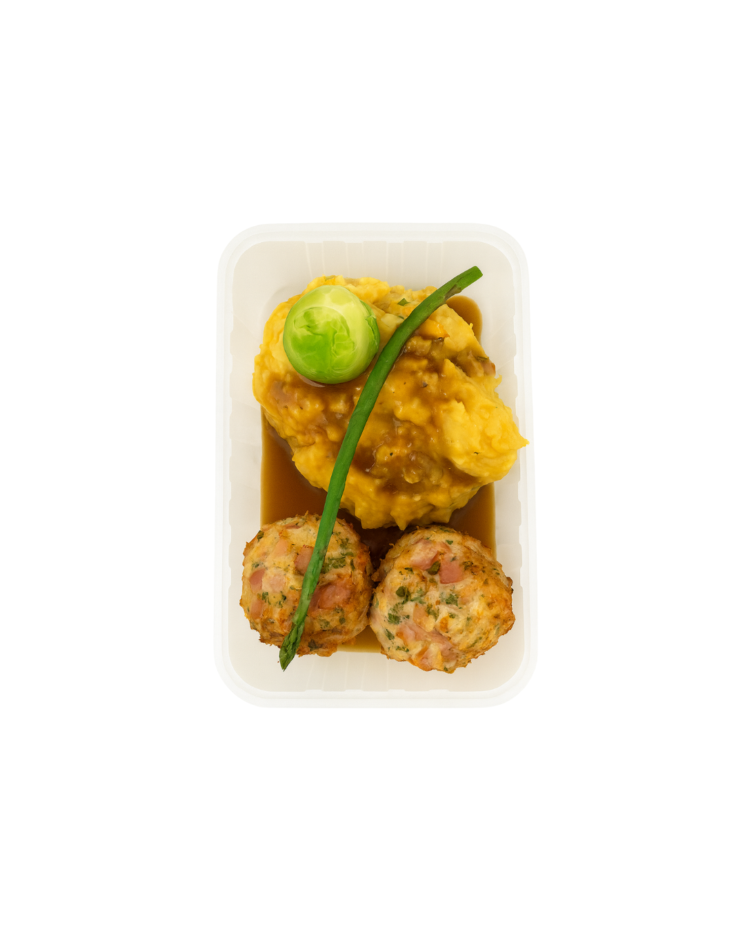 Chicken Bacon Meatballs with Mash and Gravy